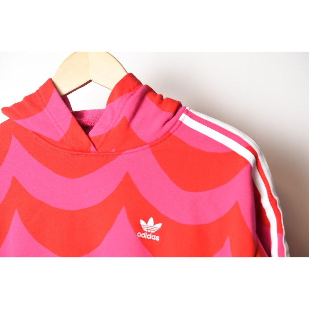 Adidas x Marimekko Women's Pink Red Hoodie with White Stripes Size XS - Picture 3 of 11